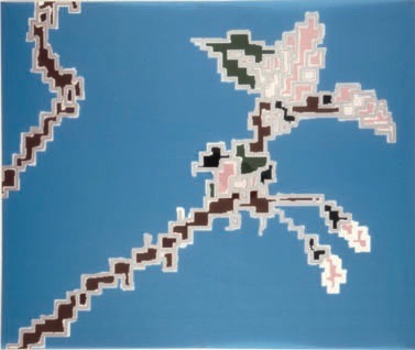 Michele Chiossi LES FLEURS DU SAKE’, 2001 disegno su poliestere e smalti d'argento disegno dipinto zigzag Giappone