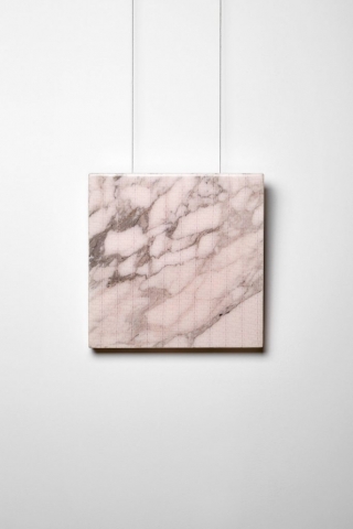 Michele Chiossi SUBABSTRACTION (mauve), 2016 marmo Breccia Capraia, pizzo, resina 40x40x4 cm astrazione zigzag quadro